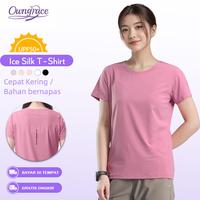 Gambar OWNGRACE Peregangan Nilon Kaos Sport Baju Lengan Pendek Wanita Olahraga Gym Yoga T-shirt Oversize Ice Silk Quick-drying Nyaman Tanpa Keringat - Black, M dari Owngrace Official Store Kota Bekasi 1 Tokopedia