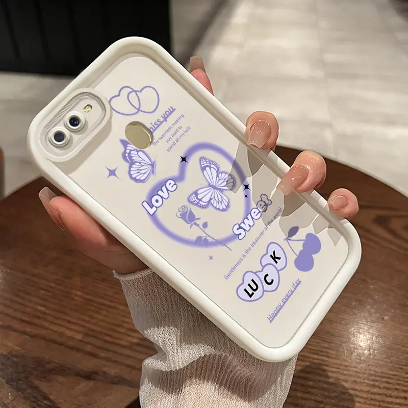 Casing Hp OPPO A7 OPPO A5s OPPO A12 OPPO A12S A11k Case ponsel pola Kupu-kupu berbentuk hati yang indah Anti Drop hitam dan putih pelindung silikon Softcase Cases Kesing