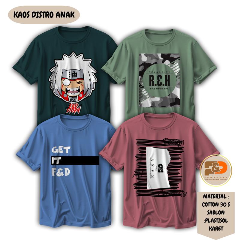 Baju Kaos Distro Anak Santai Bahan Katun 30s Usia 4-12 Tahun Cotton Laki-Laki Perempuan Motif Fashion atasan 6-7 tahun - Premium Cotton 30S 1