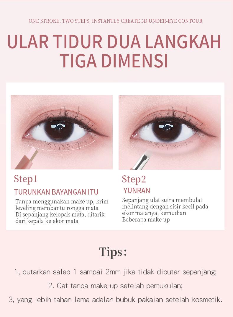 Penyorot bawah mata 2-in-1, tahan air dan tahan keringat, dua ujung, menggabungkan penyorotan dan pencerahan dalam satu.