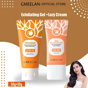 GMEELAN ORI 100% Orange Exfoliating Gel + Lazy Cream Set – Skincare Wajah Cerah & Lembap