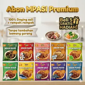 BMA Abon MPASI Premium Anti GTM BB Booster Bayi NON MSG Abon Bayi Anak 6+ 8+ 10+ Salmon Sayur Ayam Sapi Tuna Lele Teri Babyteri Anti GTM