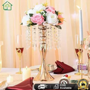【Harga-Minimum】COD MERMAID CENTERPIECE CRYSTAL STAND KANDIL HOLDER BUNGA DEKORASI MEJA 28CM 34CM / GARLAND 46CM /GOLD/FLOWER HOLDER VAS BUNGA