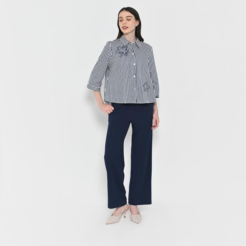 Neu'Mor Floral Striped Shirt - 767A Dark Blue 4
