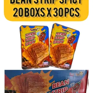 Latio Bean Strip Spicy 1 Box Isi 30 Pcs Snack Pedas Halal Enak Disukai Anak-anak Cemilan Makanan Unik