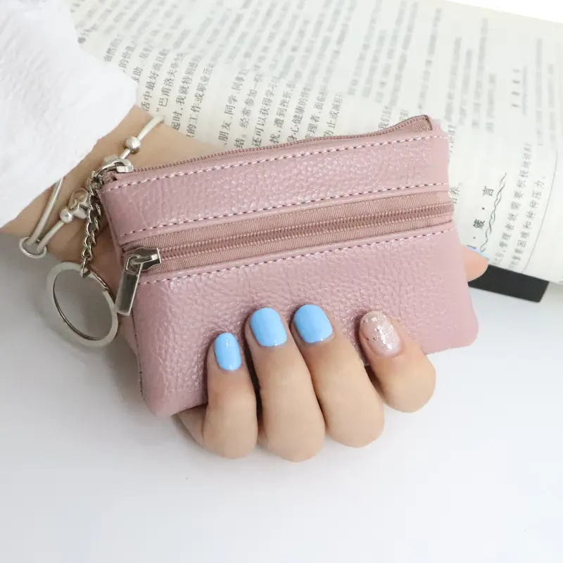 Mini Fashion Zero Wallet Women's Thin Short Small Hand Key Bag Card Bag Coin Bag Pink Dompet Wanita Kulit 4
