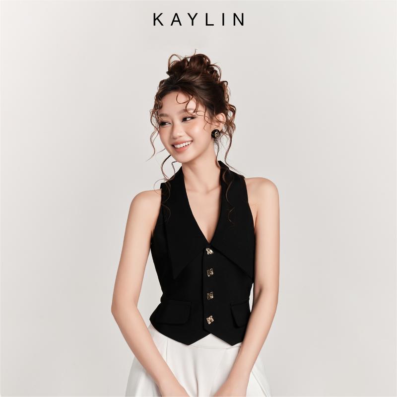 Áo Nữ Kiểu Gile KAYLIN VALIA Halter Vest phối nút chất vải tằm tuyết phong cách sang trọng thanh lịch  - A12T5 Women Vest