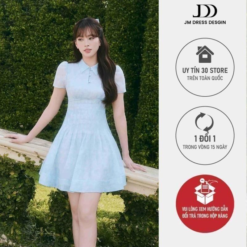 Đầm Xuân Hè Tay Bồng Xếp Ly Eo Dây Nơ Cổ 1S01.2601. Đầm Phong Cách Tiểu Thư Thanh Lịch. Đầm Tiểu Thư Nàng Thơ JM Dress