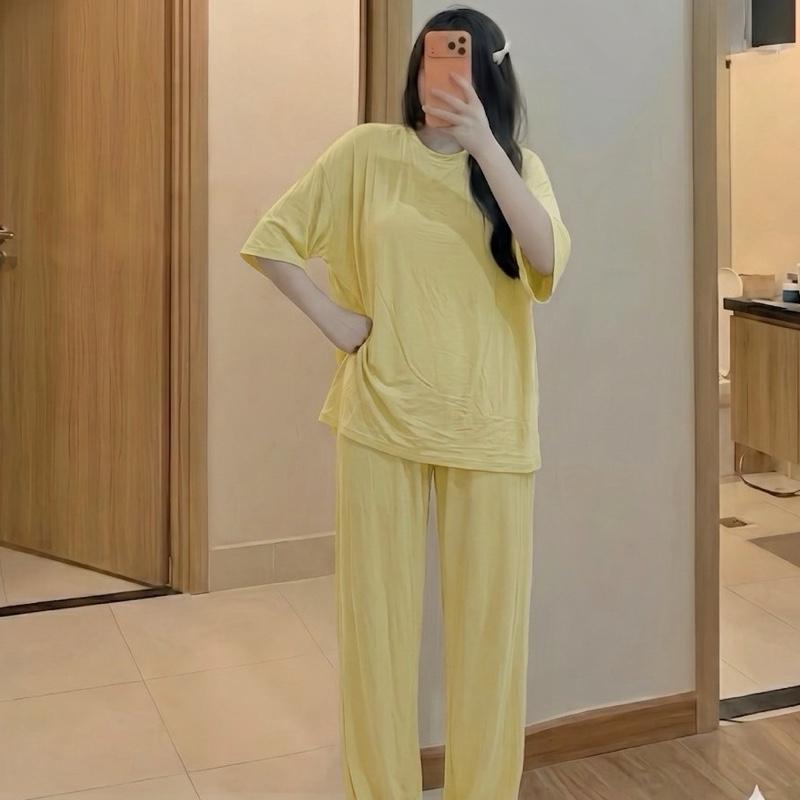 (SUÔNG TAY NGẮN) Set bộ Suông Cộc tay from rộng rũ thoải mai chất liệu THUN LẠNH DẺO mát mịn 45-85kg