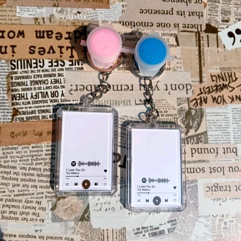 GANCI SPOTIFY SIDIK JARI FREE CAT SIDIK JARI Keychain Akrilik Kunci Love Biru 4