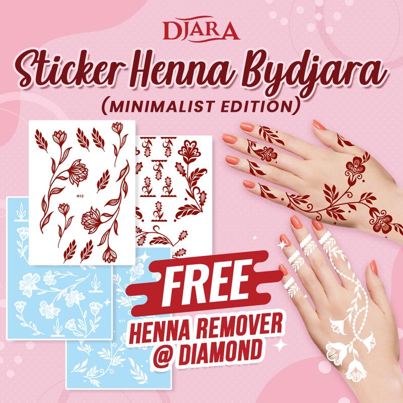 (MINIMALIST EDITION) Henna Sticker Maroon & White / Sticker Inai ...