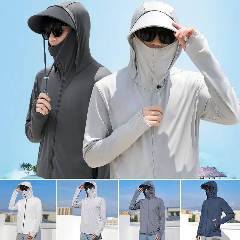 Simts summer UPF 50 UV sun protection leather coats men ultra-light Sportswear hooded outwear quick dry fishing T-shirt sunscreen tops lightweight jacket for men