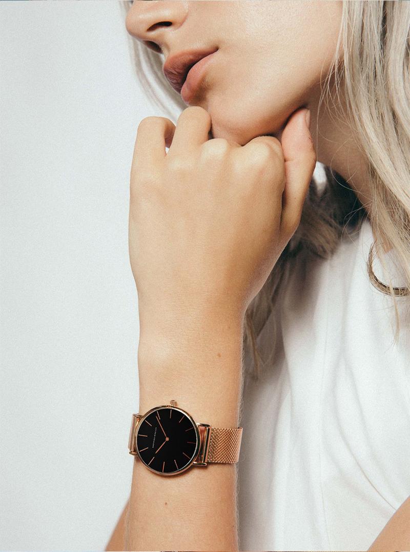 Product Introduction of HANNAH MARTIN Women's Waterproof Watch Light Luxury Minority Minimalist Steel Mesh Strap Slim Watch CV36W 47
