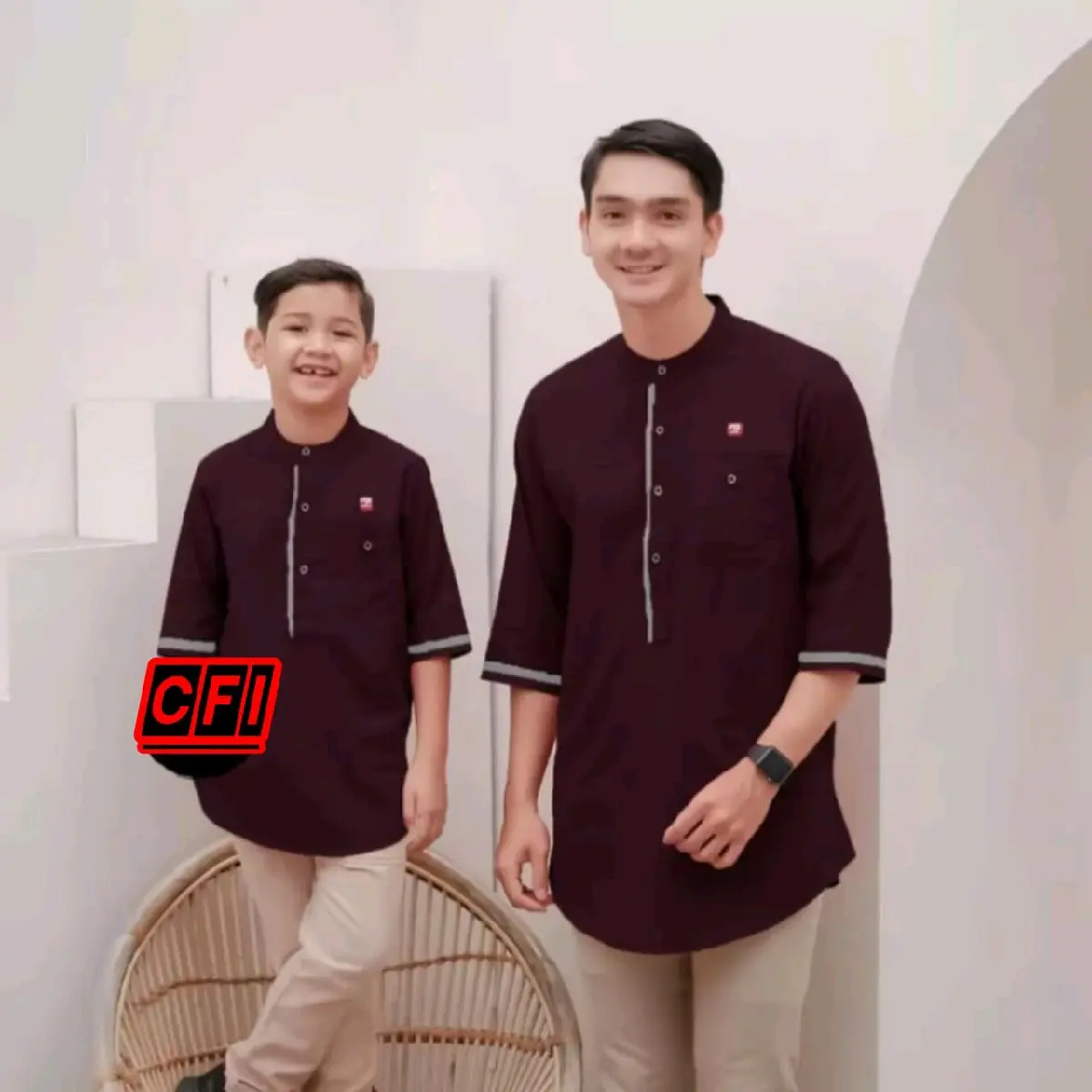 koko kurta couple ayah dan anak burgundy modern