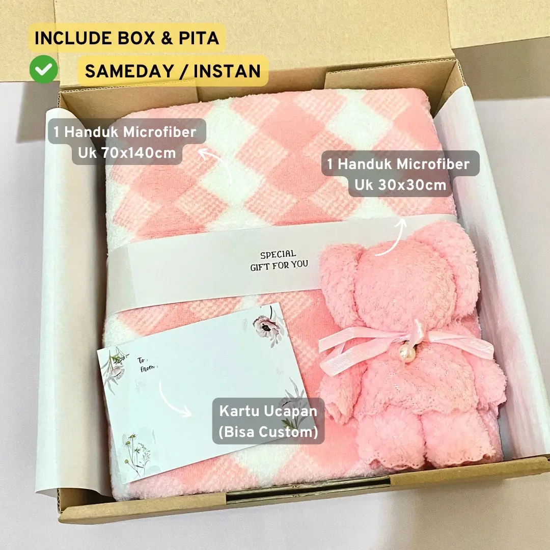 Towel Set / Hampers Handuk Kamar Mandi Wajah Premium 2in1 / Kado Handuk Pernikahan Wedding / Kado Handuk Ulang Tahun Birthday / Gift Set Box Towel Handuk / Hampers Kado Anniversary / Hampers Guru