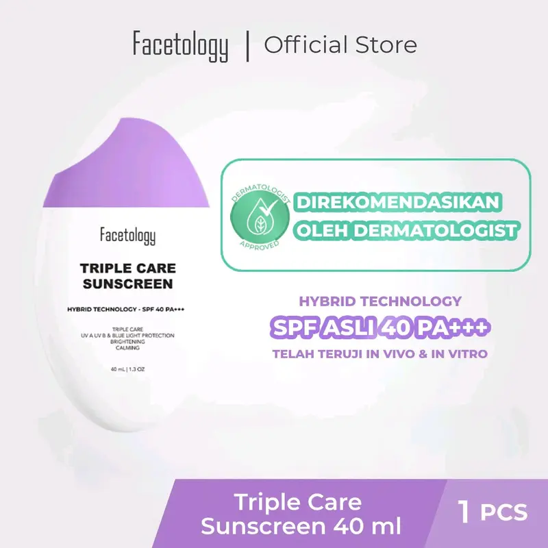 Facetology Triple Care Sunscreen SPF40 PA+++ 40ml Tabir Surya 0