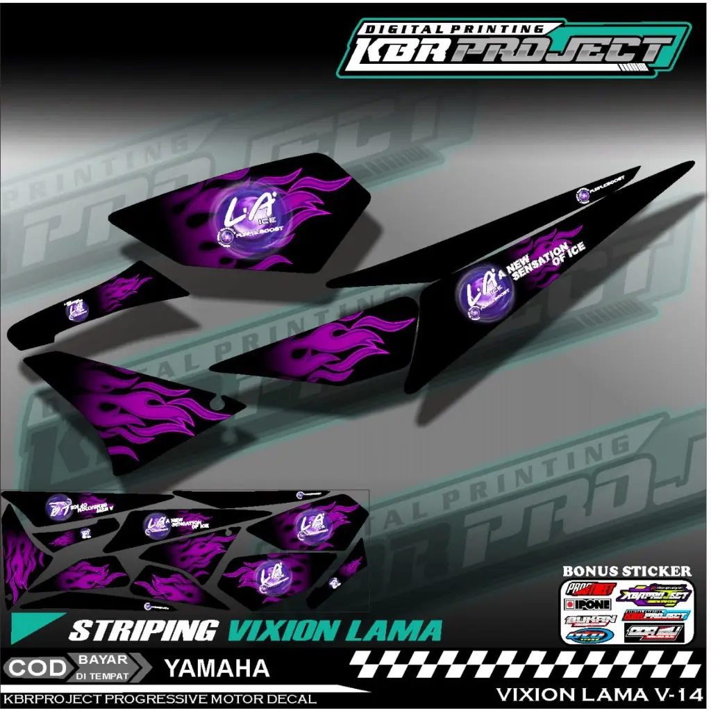 VIXION OLD/LAMA STIKER STRIPING PREMIUM MOTOR KEREN LIS VARIASI VIXION OLD/LAMA STIKER MOTOR YAMAHA DESAIN RACING V.14 HOLOGRAM TRANSPARAN BISA COD Motorcycle