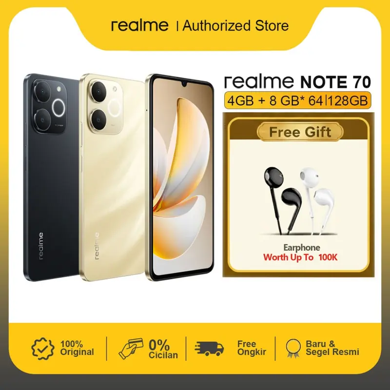 realme Note 70 4GB+8GB* 64/128GB Baterai 6300mAh Tahan 2 Har - Shop |