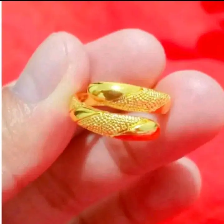 cincin unik motif ulir terbuat dari bahan koin logam  Gold1991-1992  Perhiasan Hadiah wanita Elegan tidak mengHitam Rings 2