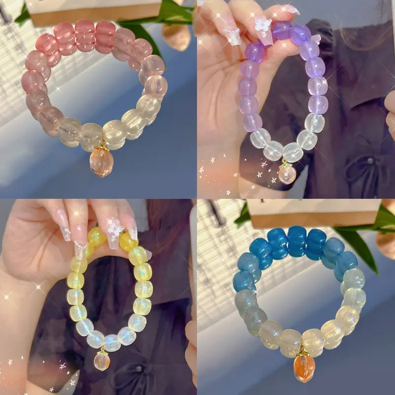 Vòng Tay Đính Cườm Dạ Quang, 1 Chiếc, Hạt Phát Sáng, Vòng Tay, Phát Sáng Trong Bóng Tối, Thủ Công, Dây Đàn Hồi, Thích Hợp Cho Các Cặp Đôi, Quà Tặng, Đèn Ngủ, Quyến Rũ 4