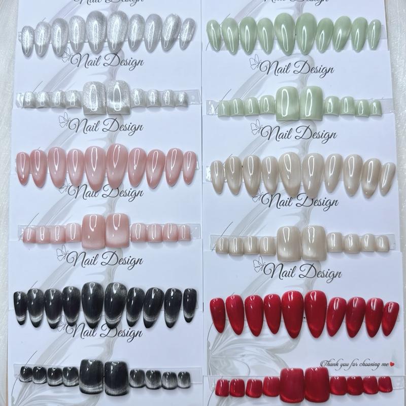  Combo tay chân móng giả sơn trơn mắt mèo 