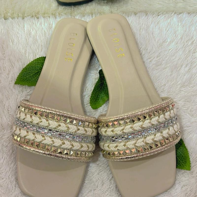 Eloisee NARA Sendal Flat Wanita/ Sendal Teplek / Sendal Slop Wanita / Sendal Wanita Kekinian / Sendal Viral Sandal Hitam Cewek 1