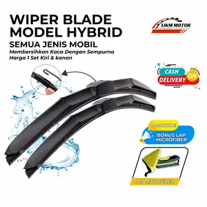 Wiper Mobil Hybrid Blade Universal 1 Set Kiri dan Kanan Model Hybrida Pembersih Kaca Depan dan Dapatkan Bonus Lap Microfiber
