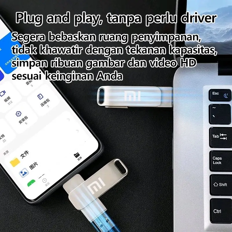 Flashdisk USB Xiaomi 2TB Original 3 in 1 Type C 1TB Penyimpanan Storage 2