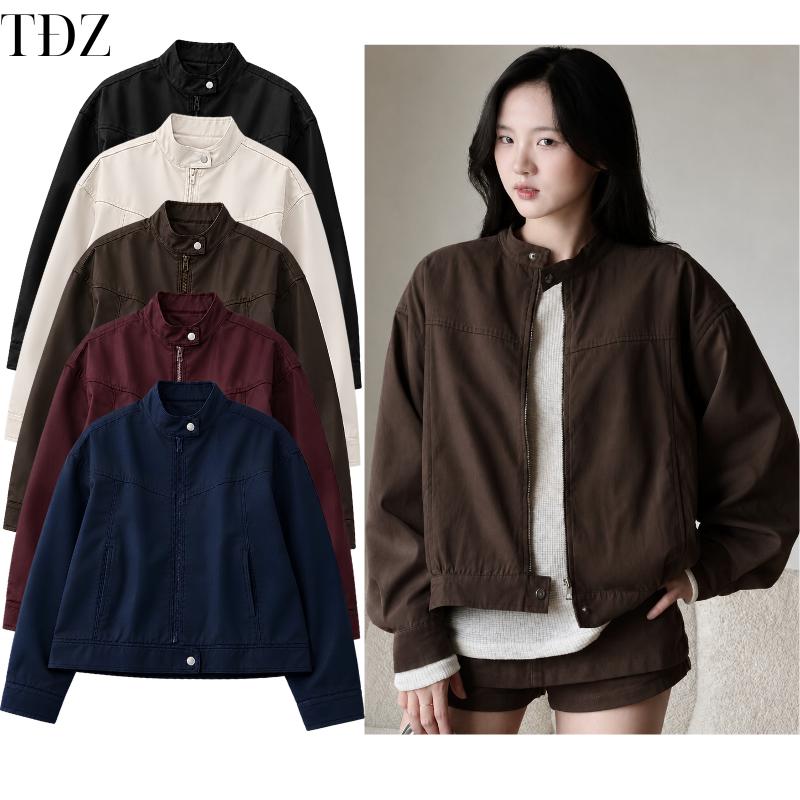 Áo Khoác Kaki Nữ 2 Lớp Cổ Tàu , Áo Khoác Bomber Mặc 4 Mùa Chống Nắng Đi Chơi Chất dày Dặn Form Dáng Rộng TĐZ-STORE