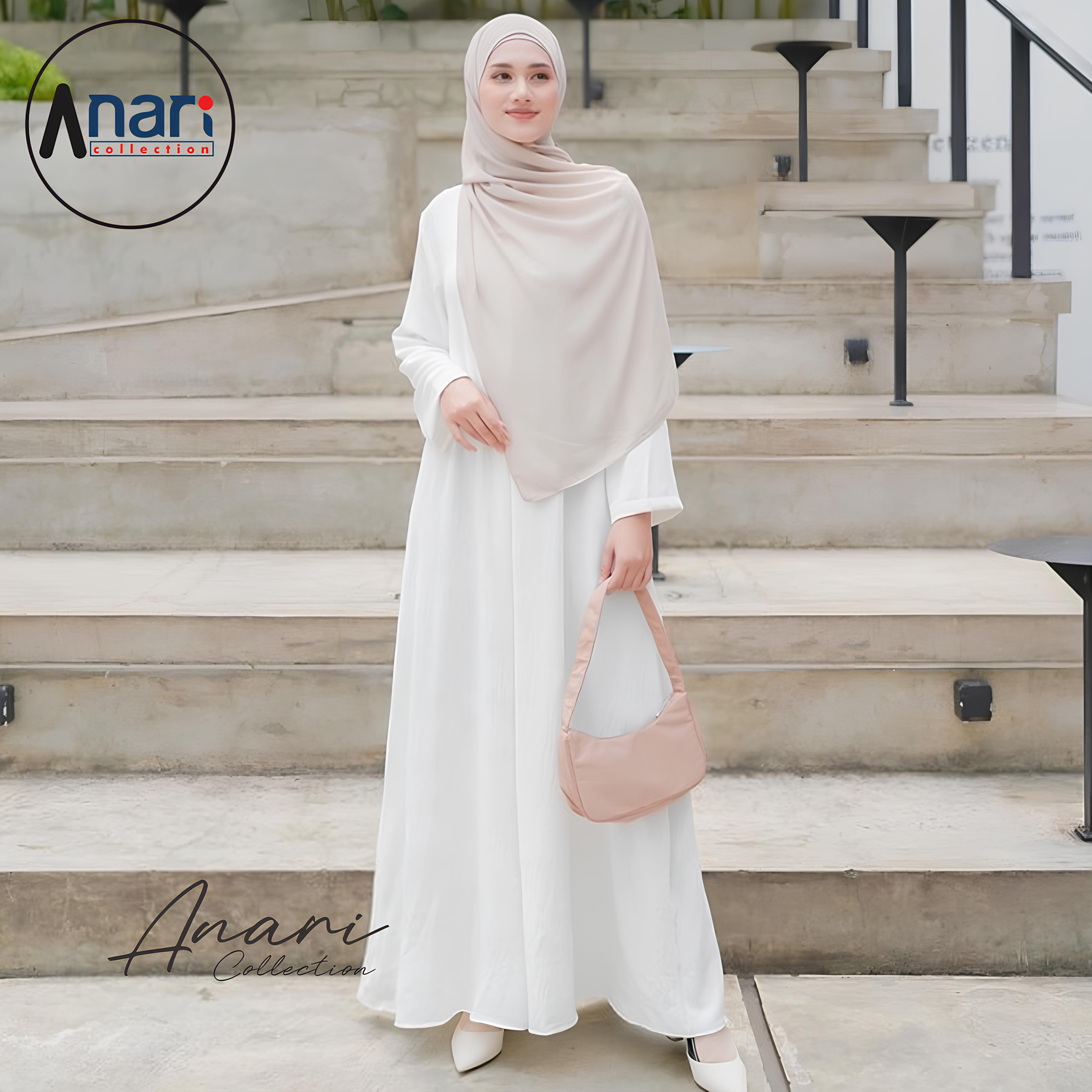 Anari Abaya Polos Wanita Kekinian / Basic Abaya Mecca Polos Wanita Terbaru / Pakaian Muslim Umroh /  Remaja Syari Syar'i / Dress Lebaran Mewah Simple Arab Pesta Kondangan / Baju Gamis Pesantren Ukuran S M L XL XXL Dewasa Hitam Maxi