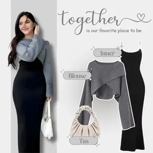 One Set Wanita Model Hits ll Blouse Silang Inner Dress Shoulder Bag Hijab  ll  Casual Look  -  GO260