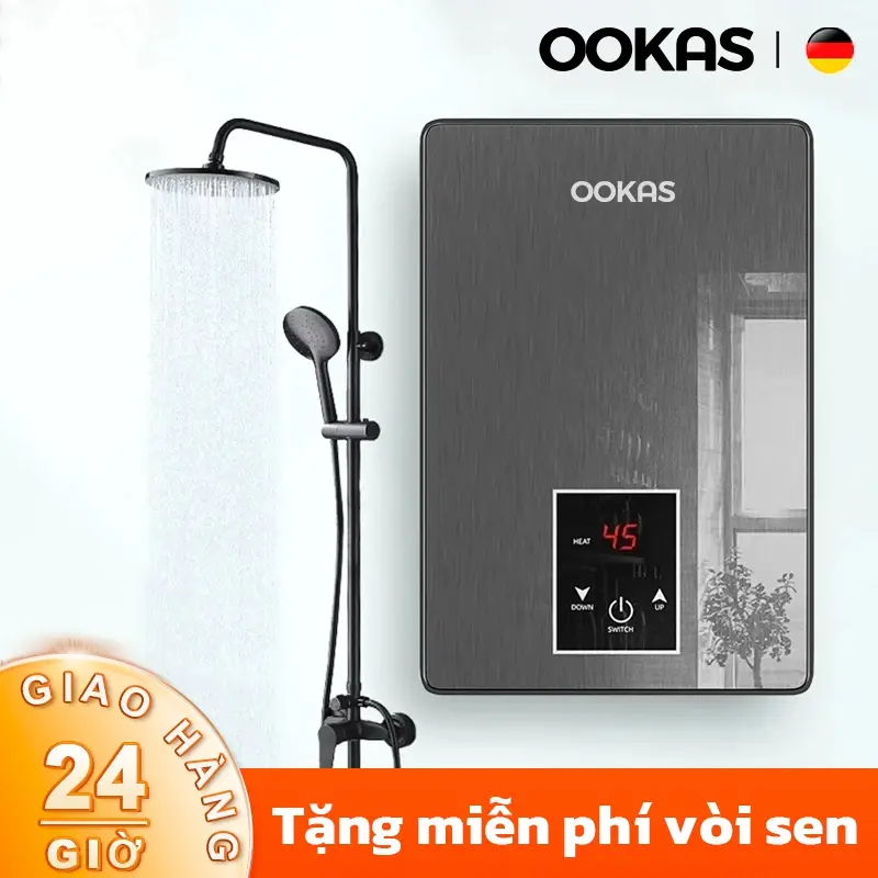 Máy Nước Nóng Trực Tiếp 6500W Màn Hình Cảm Ứng LCD Tặng Kèm Vòi Sen