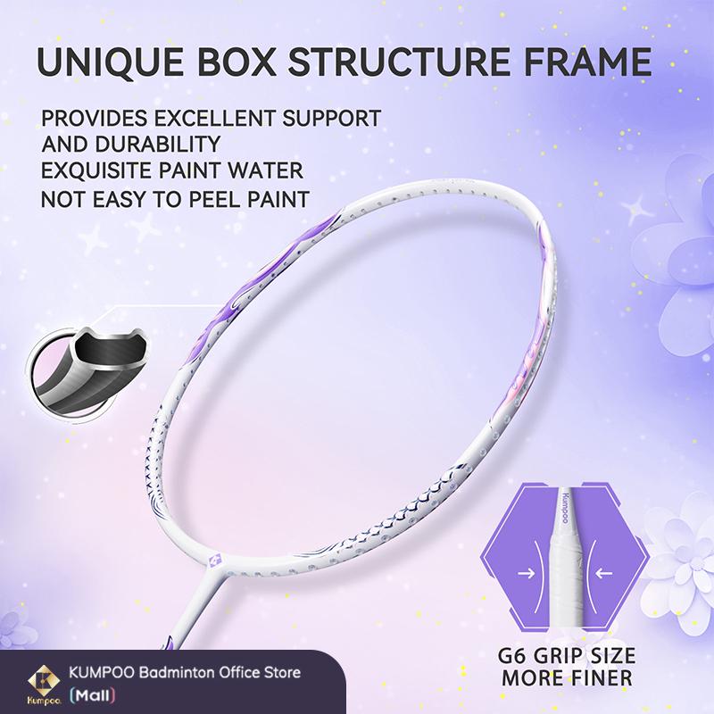 Vợt cầu lông, KUMPOO DS-203, Chính hãng, với dây đeo, tay cầm, túi đựng, sợi carbon, bền, thích hợp cho Chụp đơn chuyên nghiệp