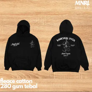 Hoodie Minority280 GSM Black Dark Series 02 - Bahan Katun Fleece - Tinta Plastisol - Ukuran L~XL Fleece Unisex