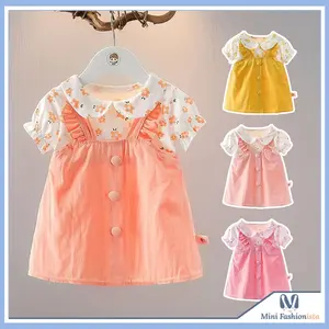 Dress Anak Perempuan Import Dress Motif Bunga Bow Dress Bayi baju gaun anak perempuan Anak-Anak Lengan Cewek