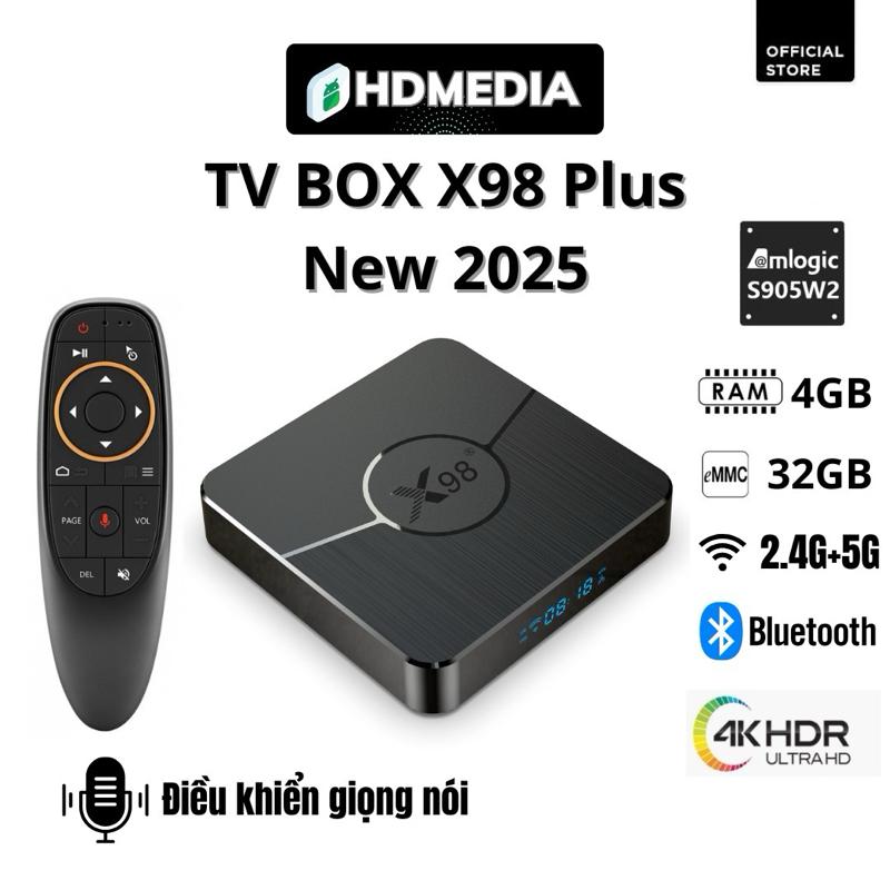 TV Box HDMEDIA X98 Plus 2025 RAM 4GB ROM 32GB Android TV 11 Điều Khiển Giọng Nói Biến TV Thường thành Android TV