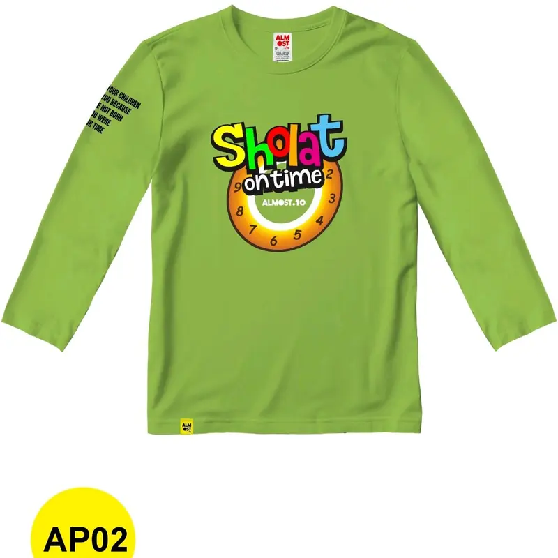 Baju Distro Anak Lengan Panjang Sholat On Time AP02 1
