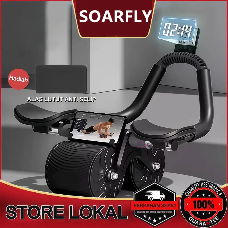 【COD】 SOARFLY Latihan kebugaran roda perut rebound otomatis novel berwarna-warni Kursi peralatan olahraga kebugaran rumah kecil loop wheel