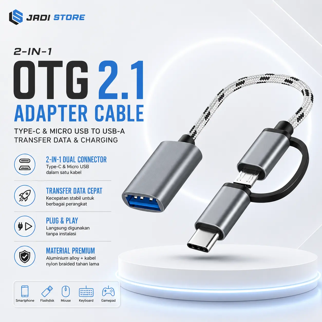 Kabel OTG 2 in 1 Multifungsi 2in1 Type C Micro USB Android Tipe C USB Type C To USB Device Flashdisk Storage