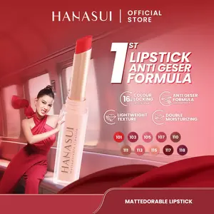Hanasui Mattedorable Lipstick - Anti Geser Formula Smudgeproof Transferproof Long Lasting Tahan Lama Melembabkan Hidrasi Optimal