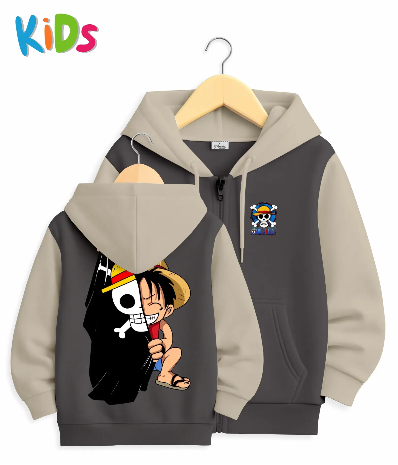 Sweater Hoodie Zipper Kobinasi Anak Laki-Laki USIA 4-13 Tahun - Hoodie Anak Sablon ONEPIECE Bahan Premium