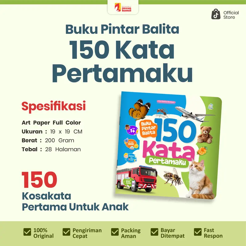 Buku Bayi Pintar - 150 kata pertamaku Best Seller lengkap Trilingual Bonus Read Aloud menarik