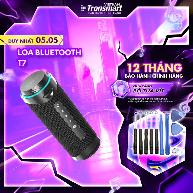Loa Bluetooth 5.3 Tronsmart T7 Công suất 30W Chuẩn kháng nước IPX7 App riêng điều chỉnh 6 chế độ EQ | Bảo hành chính hãng 12 tháng | TM-786218 Củ Loa Nghe Nhạc