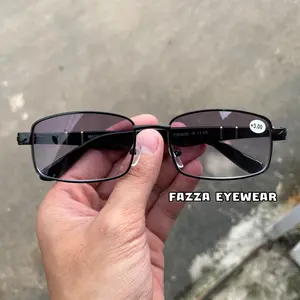 Kacamata Baca dan Jalan Lensa Hitam Double Fokus Frame kokoh Pria / Wanita Free Box Dan Lap