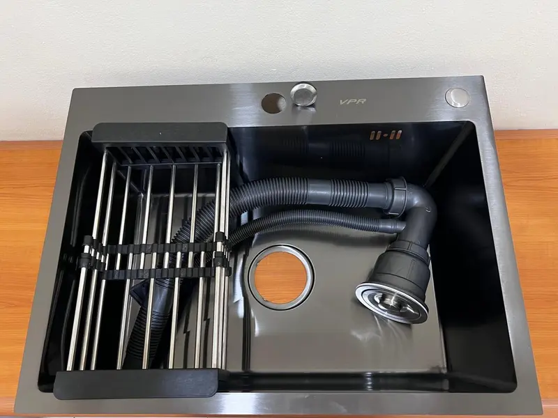 BAK CUCI PIRING/SINK CUCI PIRING/KITCHEN SINK DESIGN MINIMALIS BAGUS TEBAL 6045 Black Black 4