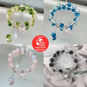 SB Gelang Bergaya Batu Bulan Kupu-kupu Bintang Bulan Bunga Peledakan Hiasan Gelang Manik-manik