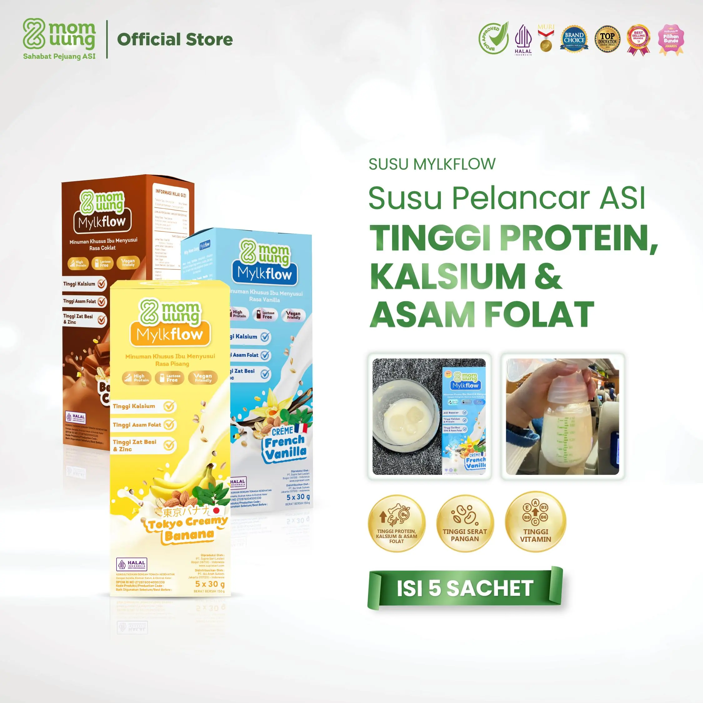 Mom Uung Susu Mylkflow - Susu Pelancar ASI Tinggi Protein dan Asam Folat - ASI Deras Berkualiltas