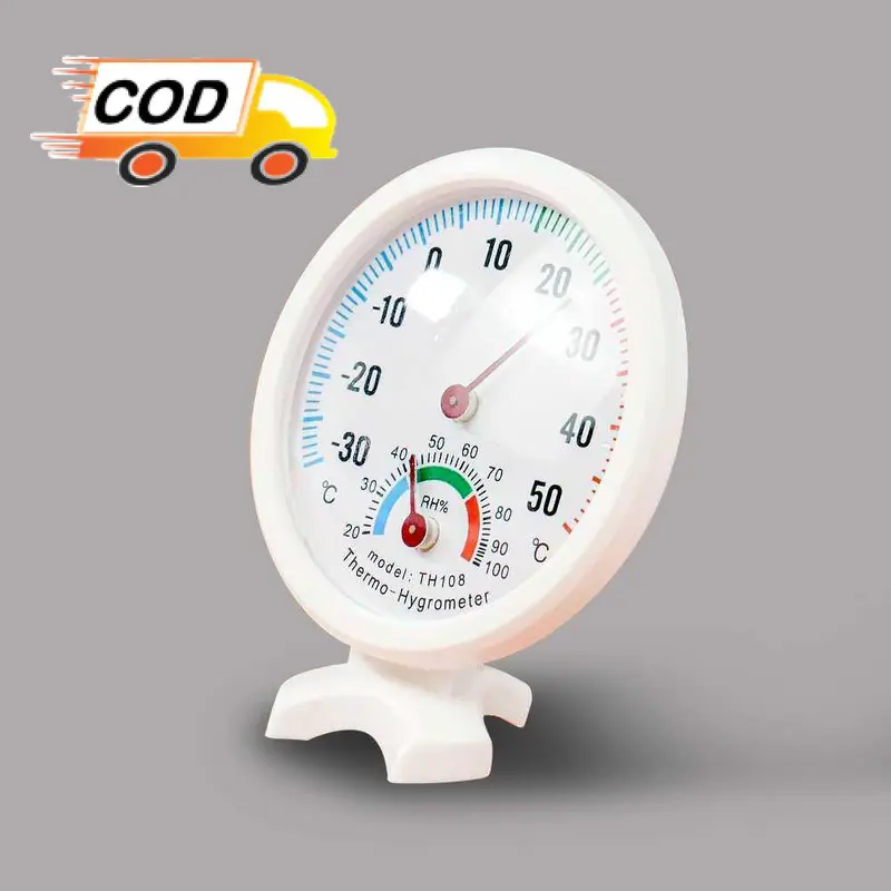Termometer Alat Pengukur Suhu Temperature Hygrometer Kelembaban Analog Akurat Humidity Monitor Ruangan dengan Bracket Stand 2