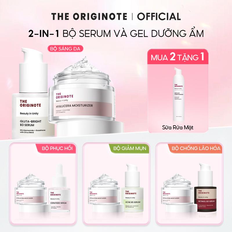 Combo Gel Dưỡng Ẩm và Serum The Originote Hỗ trợ trắng da dưỡng ẩm da mặt tẩy tế bào chết giảm thâm mụn