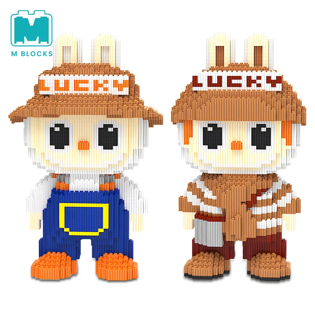 Mblocks Mainan Nano Blocks The Monster Exciting Labubu Toffee Series 3D Model DIY Bricks Magic Block Anime Figure Dekorasi Hiasan Karakter Animasi, Hadiah Kado Anak   Blok Toys Plastik puzzle  bricks skarakter